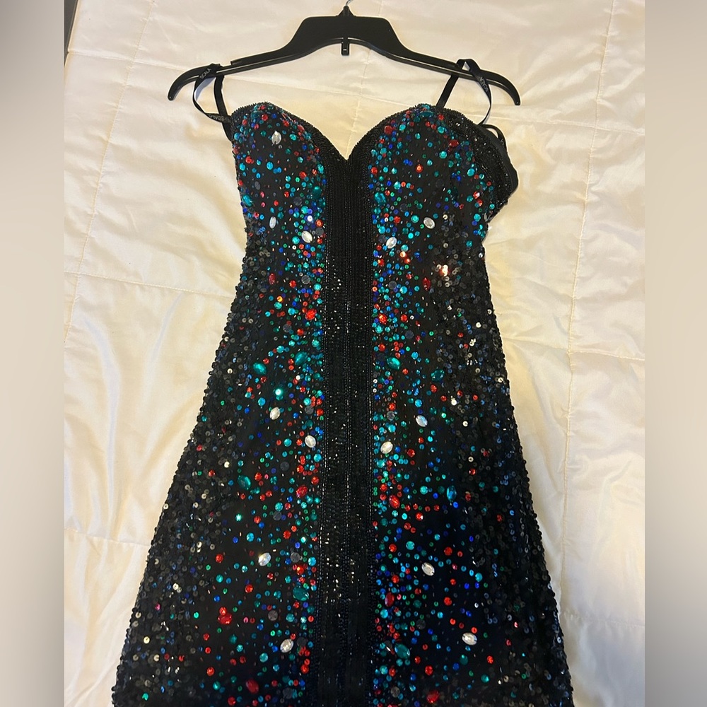 Scala Sequin Sweetheart neckline formal cocktail dress